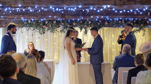 Bride and groom exchanging rings