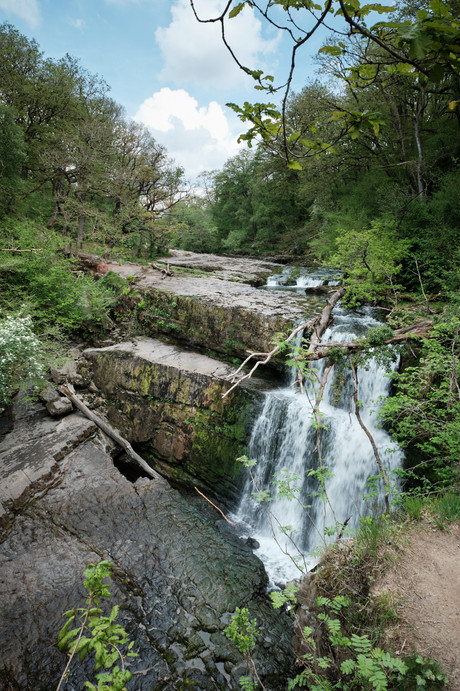Overlooking SGWD CLUN-GWYN waterfall on the four waterfalls walk in the Brecon Beacons