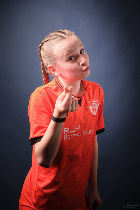 Young girl in prestbury phantoms football kit