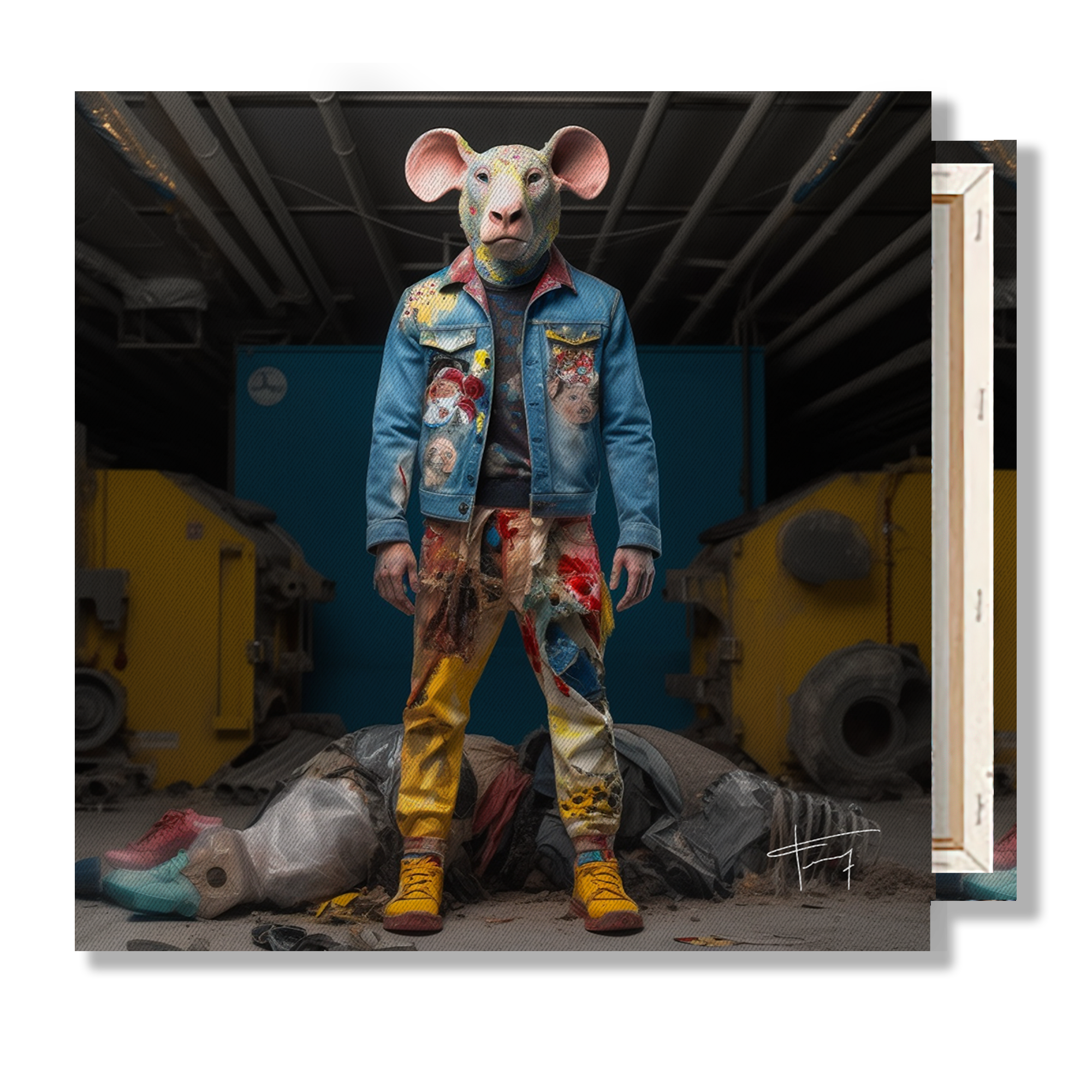 " Vous êtes des animaux " #006T 40x40cm