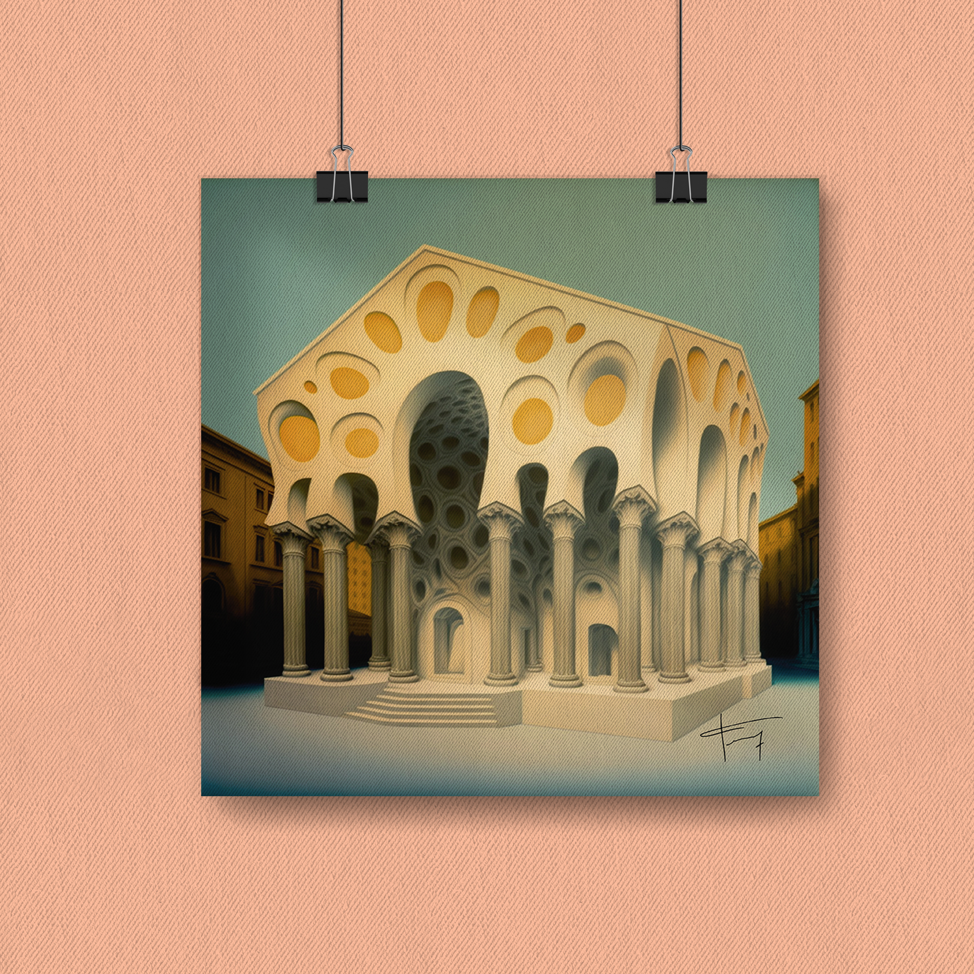 " Maison Carrée Style Ernesto Neto " 50x50cm Affiche Photo