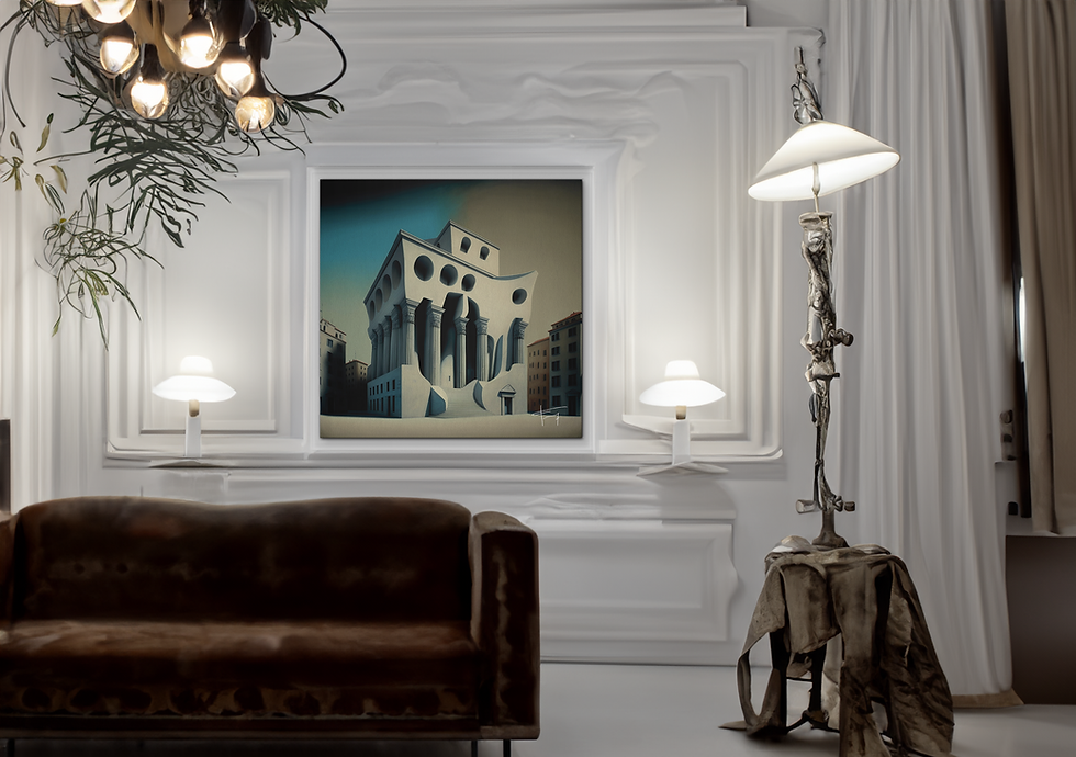 Miniature : " Maison Carrée Style Picasso " 70x70cm Caisse Américaine