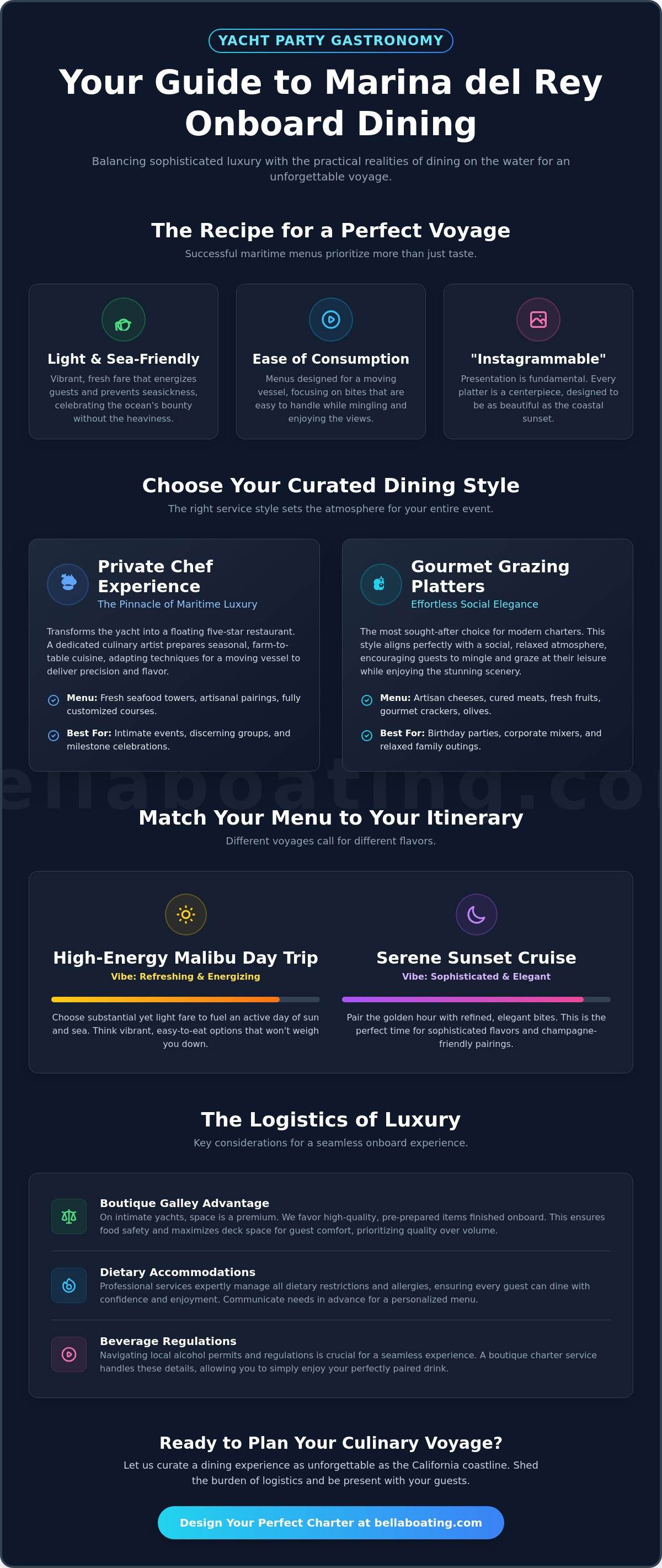 Yacht party food ideas Marina del Rey