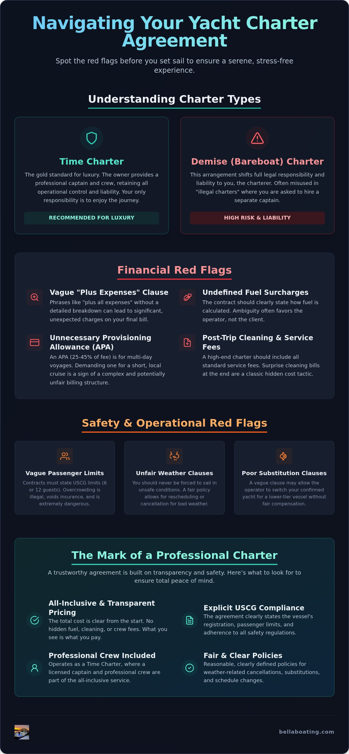 Yacht charter contract red flags to look for