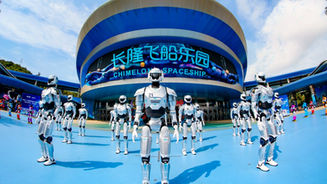 300 Humanoids at Work in a Theme Park