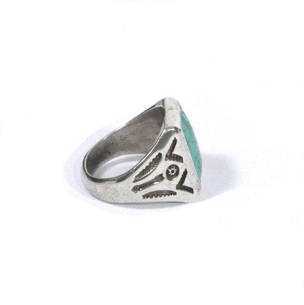 Thumbnail: Men's Vintage Navajo Silver Men's Ring with Light Turquoise