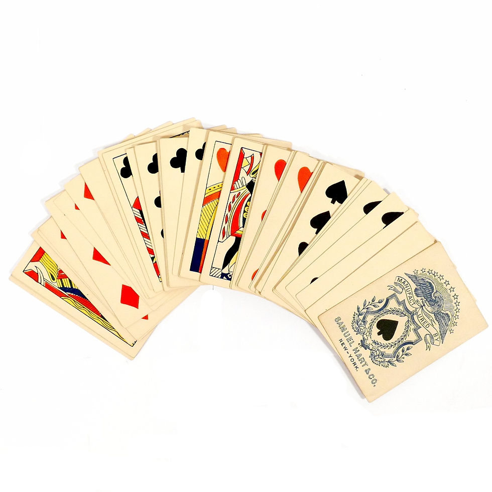Rare Deck of Square Cornered Pasteboard Playing Cards, 1860's Samuel Hart & Co