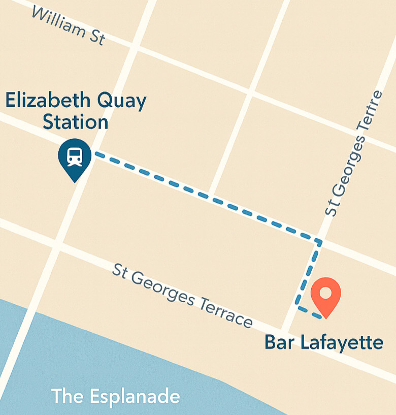 Elizabeth quay to Bar Lafayette directions