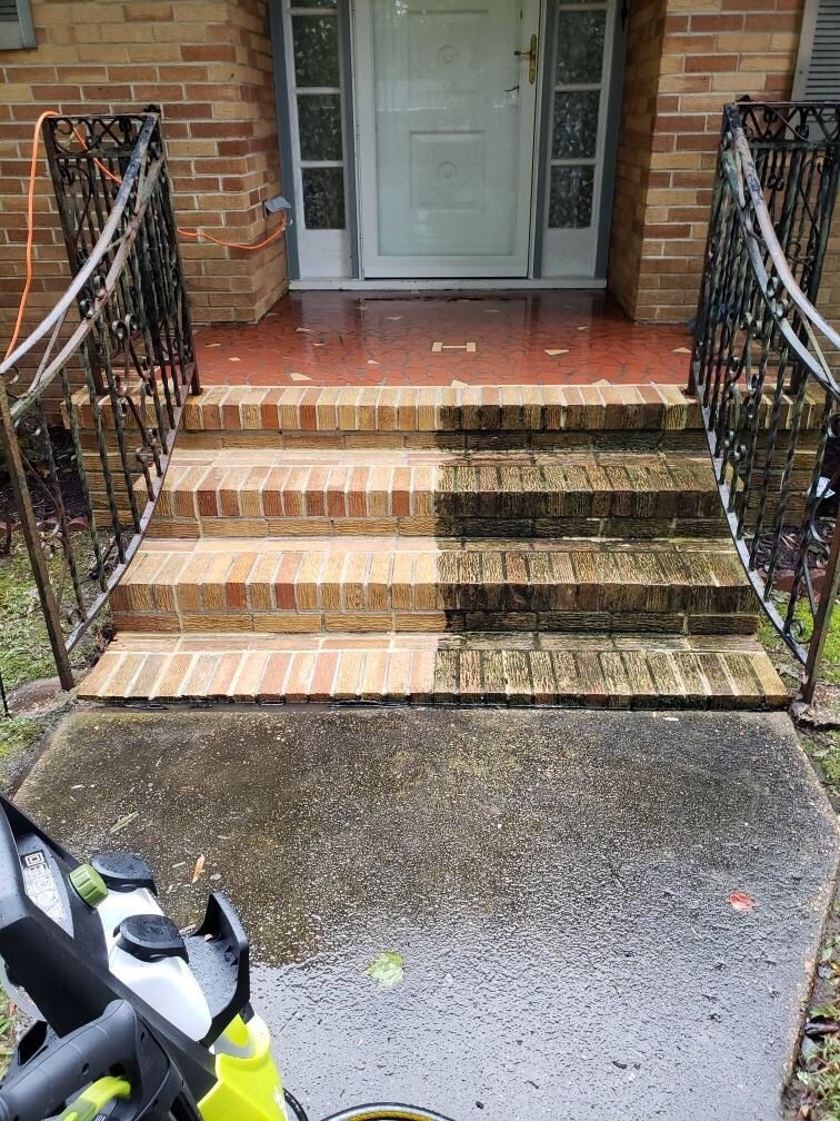 Pressure washed stairs