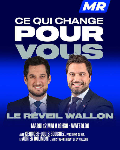 Affiche de la conférence MR à Waterloo: le réveil wallon