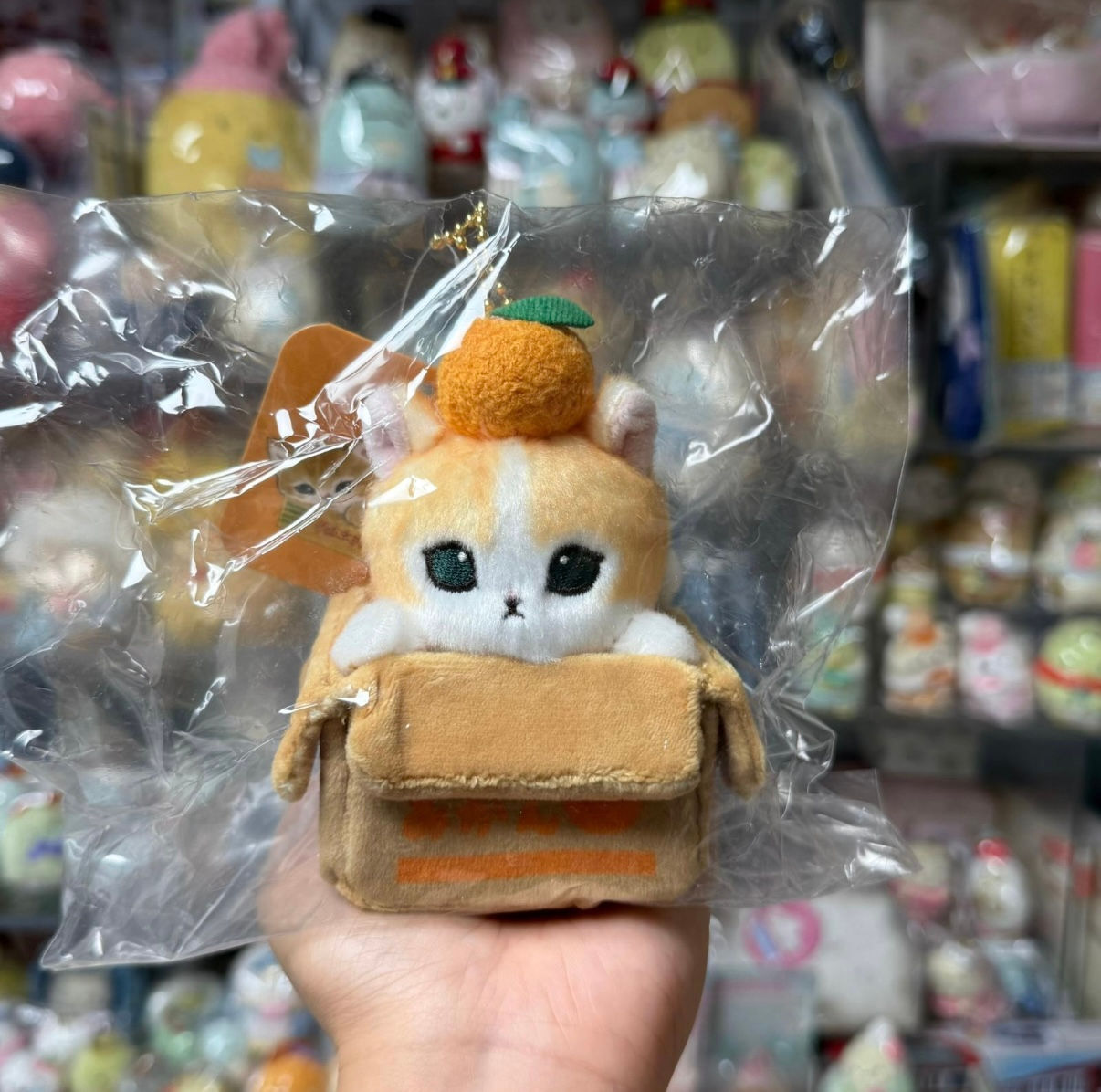 Mofusand 鯊魚貓 紙箱貓貓 細公仔掛飾 - 橙貓 x 橙箱