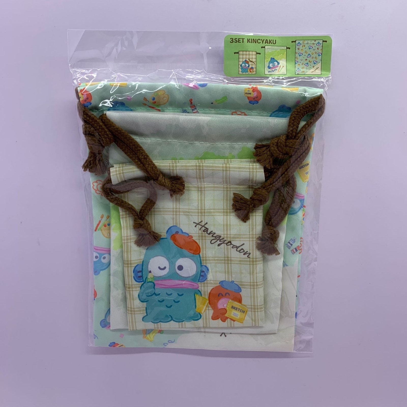 Sanrio 2022年新作 水怪 Hangyodon 索繩袋 畫家 一套3個 - B款