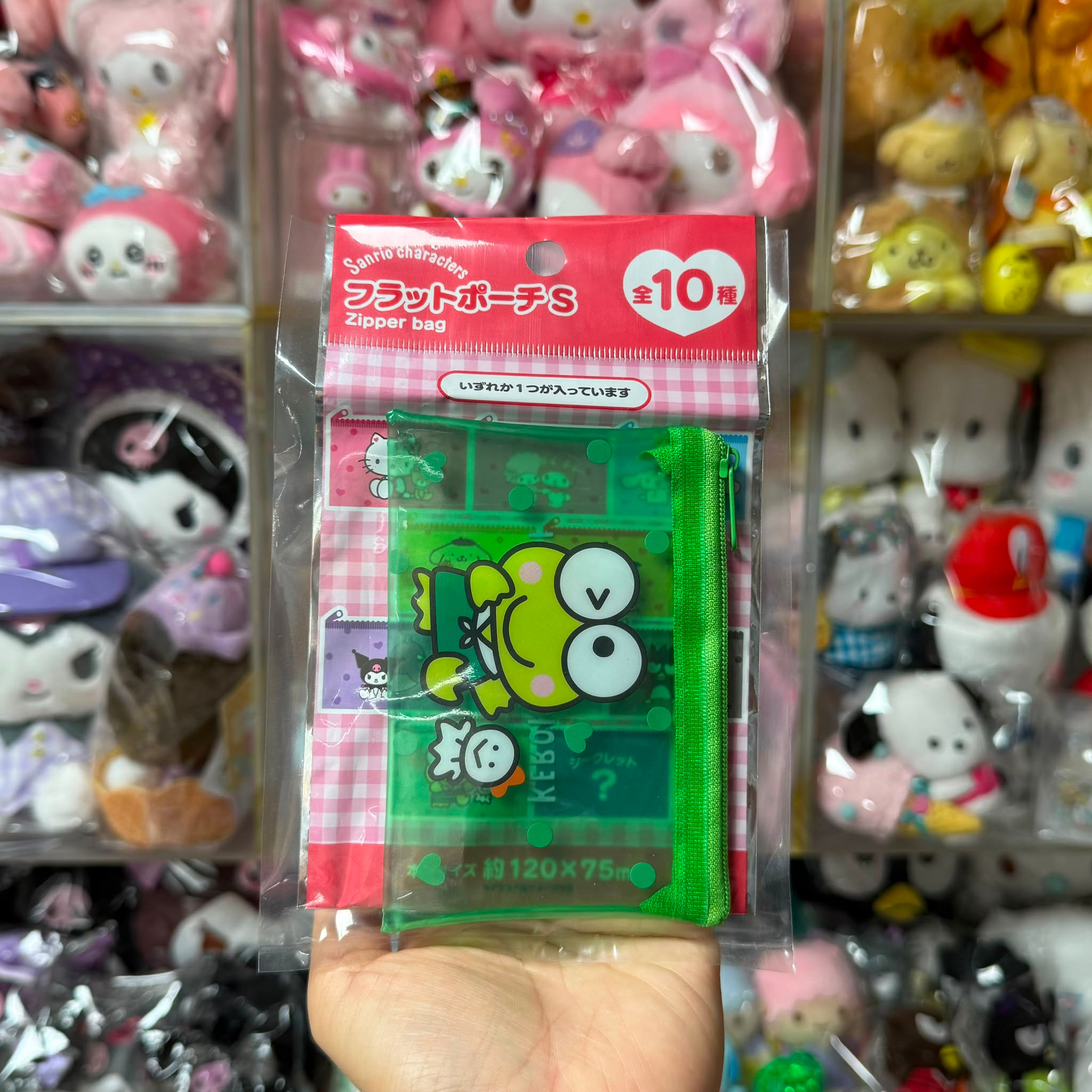 日版 Sanrio Characters 半透明 拉鍊袋 zipper bag 盲抽 (約12cm x 7.8cm) - Kero Kero Keroppi