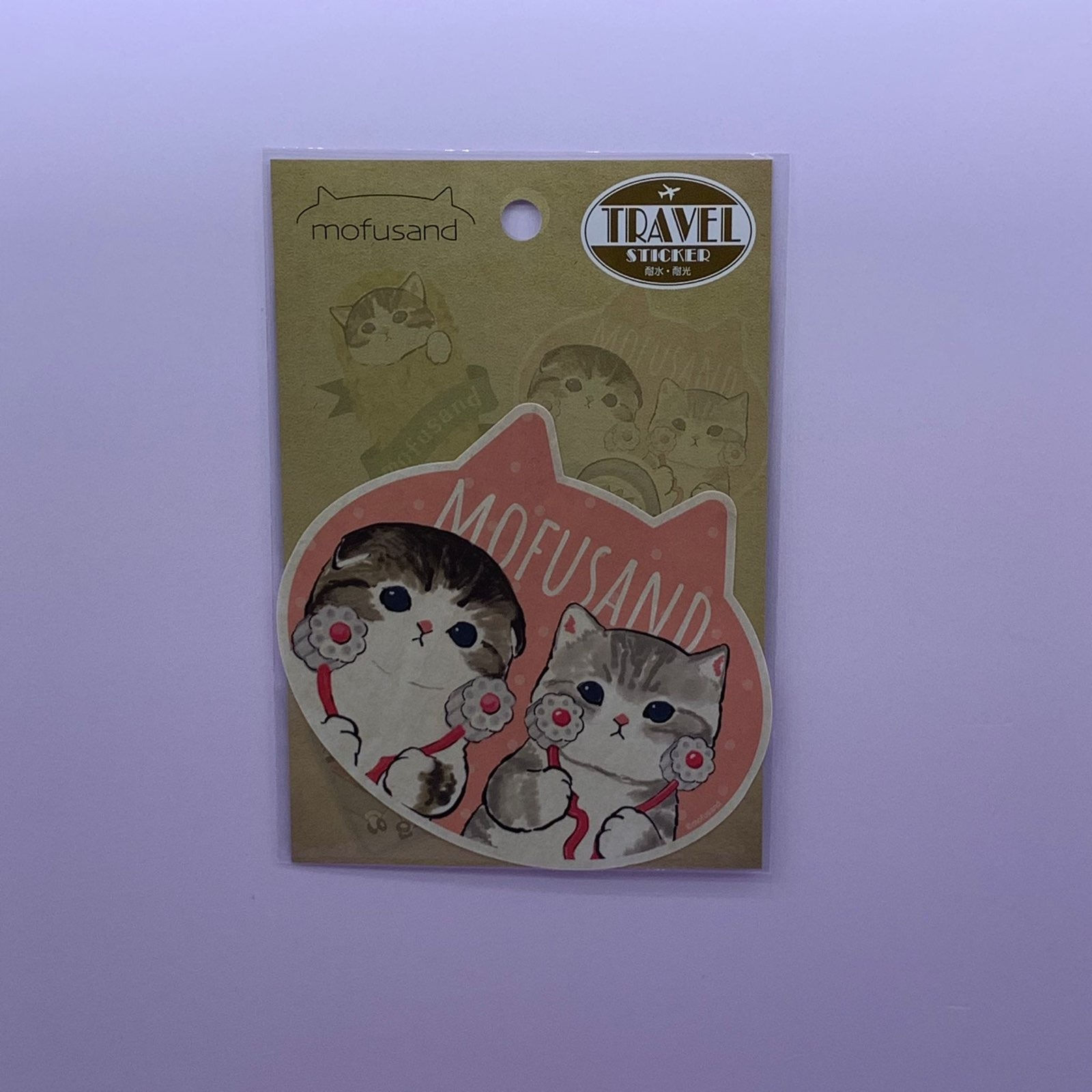 Mofusand 鯊魚貓 Travel Sticker 旅行貼紙 行李貼紙 耐水耐光 - 按摩貓 粉紅色款