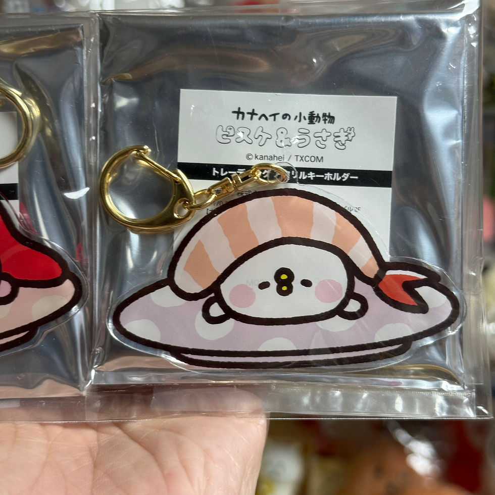 縮圖：Kanahei’s Small Animals 卡娜赫拉的小動物 Piske & Usagi 粉紅兔兔 P助 - 迴轉壽司系列 展覽限定 - 膠牌鎖匙扣