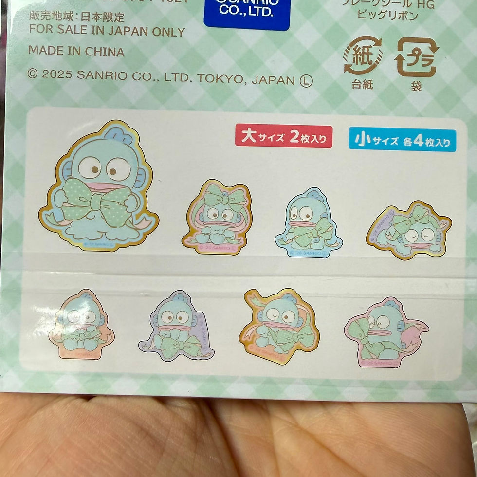 縮圖：日版 Sanrio Characters Hangyodon 水怪 金色邊 貼紙 sticker pack (8款設計，共30枚入) 