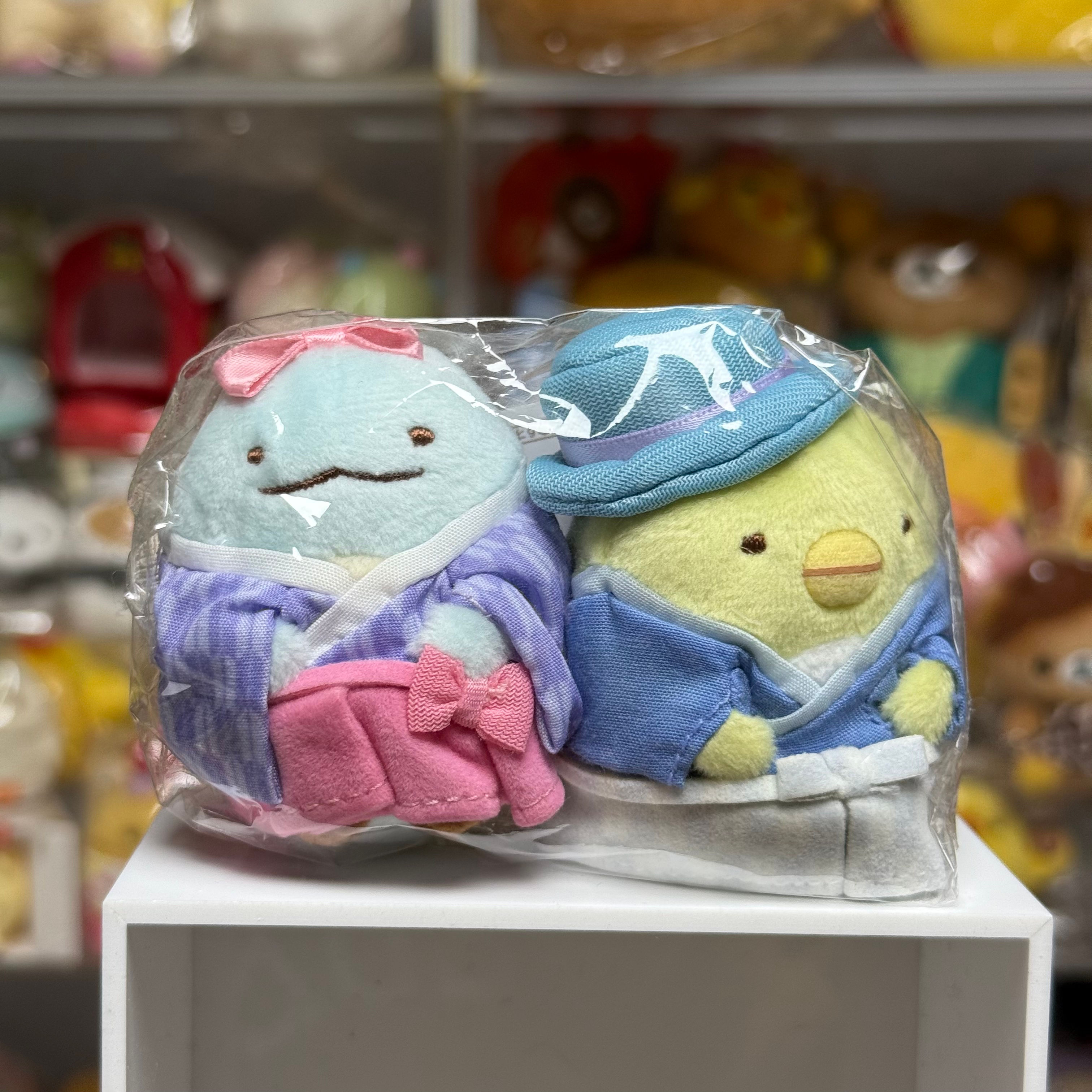 日版 Sumikko Gurashi 角落生物 東京站限定 東京站一番街 大正和風造型 手玉公仔套裝 - 恐龍 & 企鵝 (一套兩隻) 