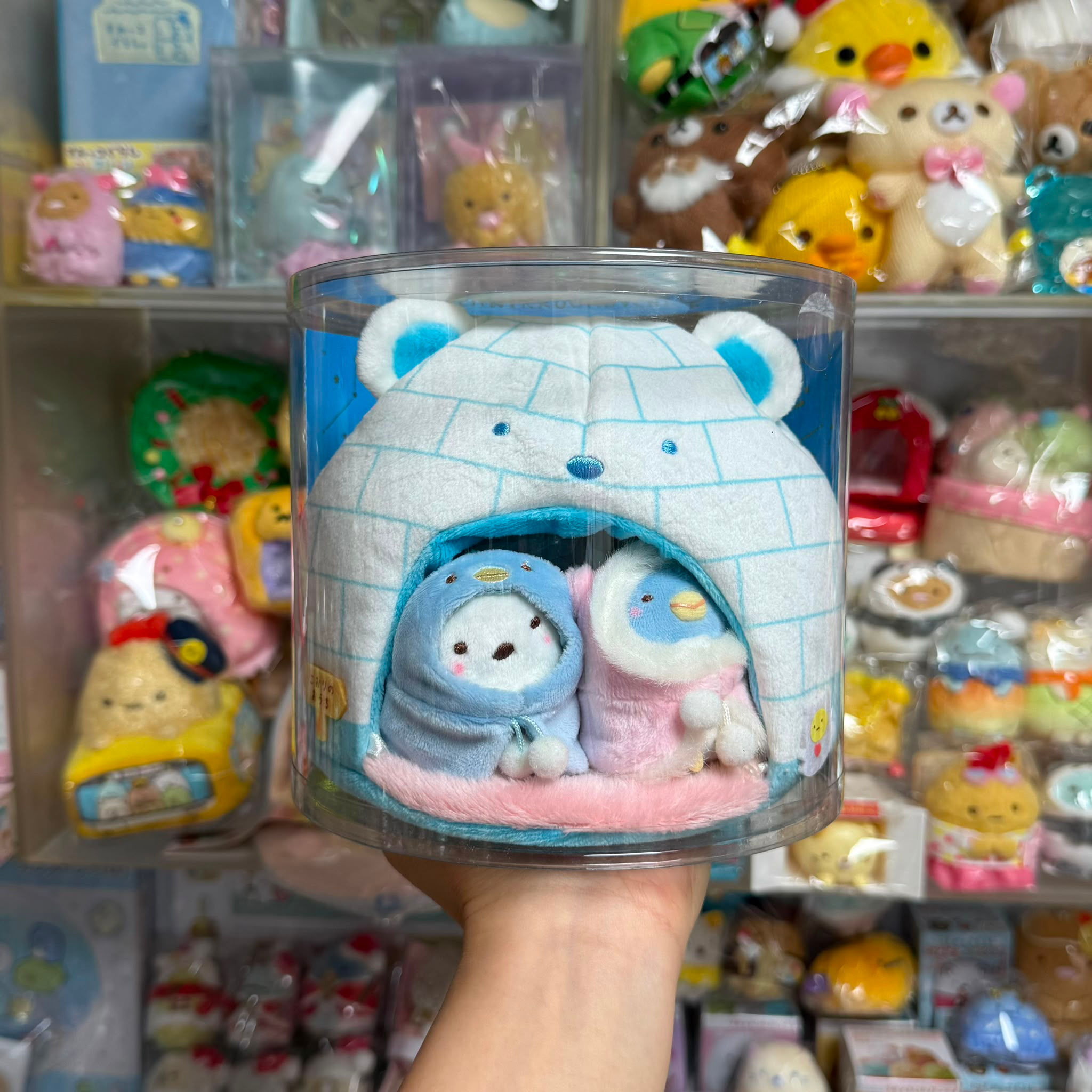 日版 Sumikko Gurashi 角落生物 絕版 場景 擺設 - 冰屋 + 白熊手玉 + 本物 企鵝手玉 套裝 