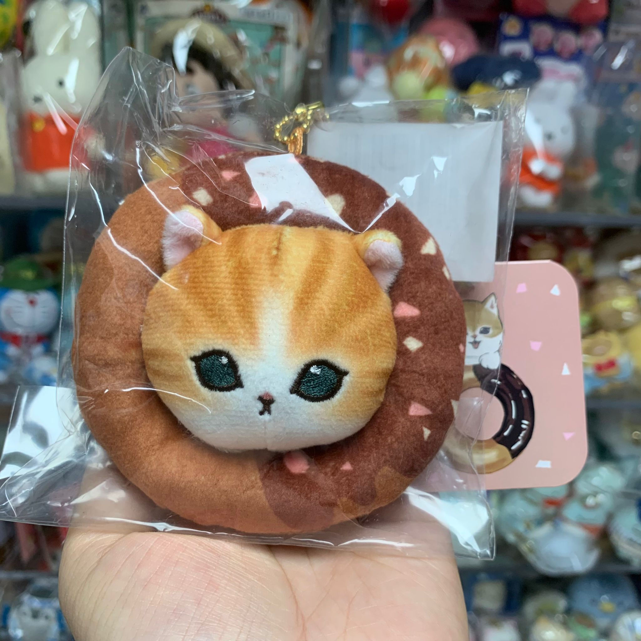 Mofusand 鯊魚貓 Donut 冬甩 一番賞 C獎 貓貓大頭 冬甩圈掛飾公仔 - 啡色朱古力冬甩