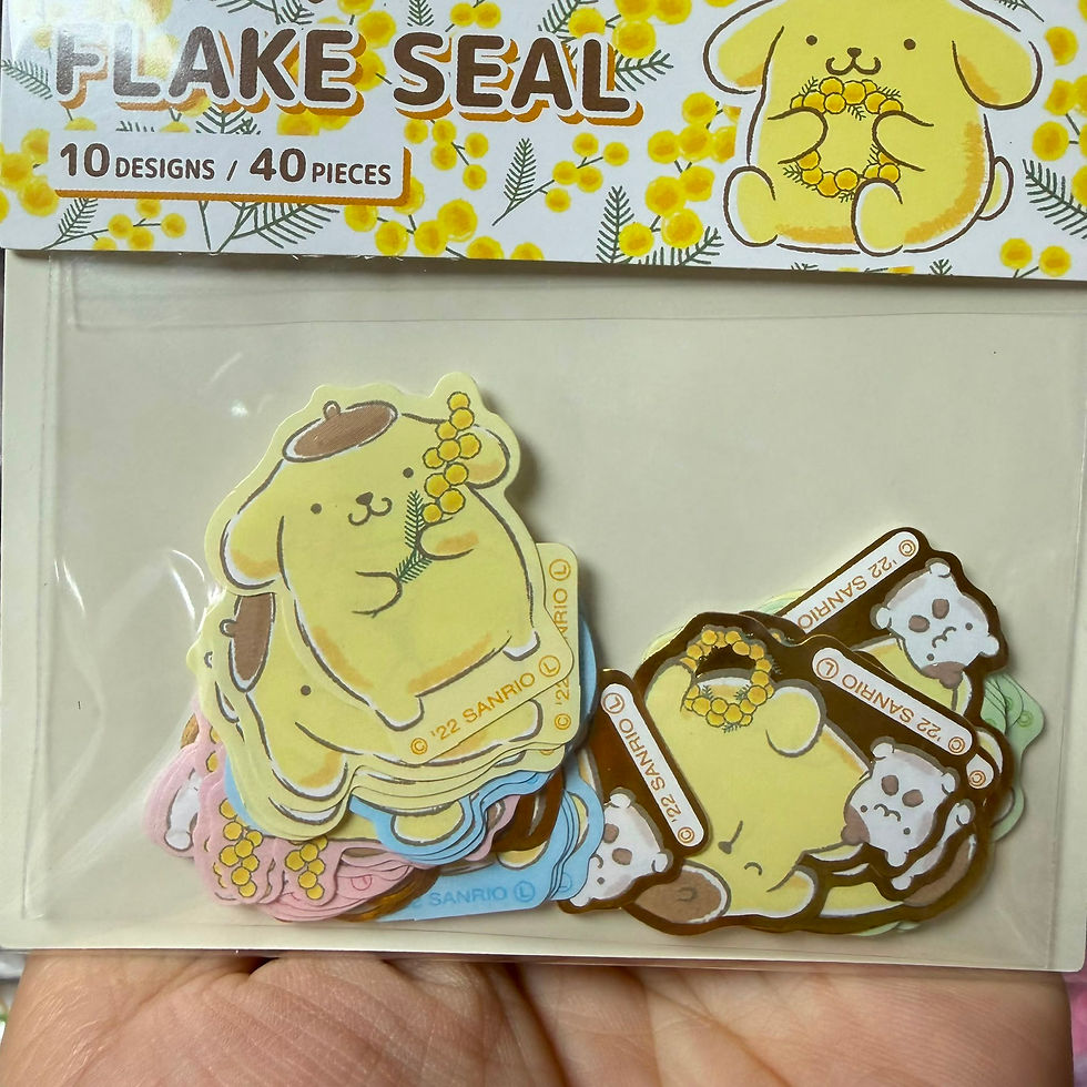 縮圖：日版 Sanrio Characters Pompompurin 布丁狗 布甸狗 花花造型 貼紙 sticker pack (10款設計，共40枚入)