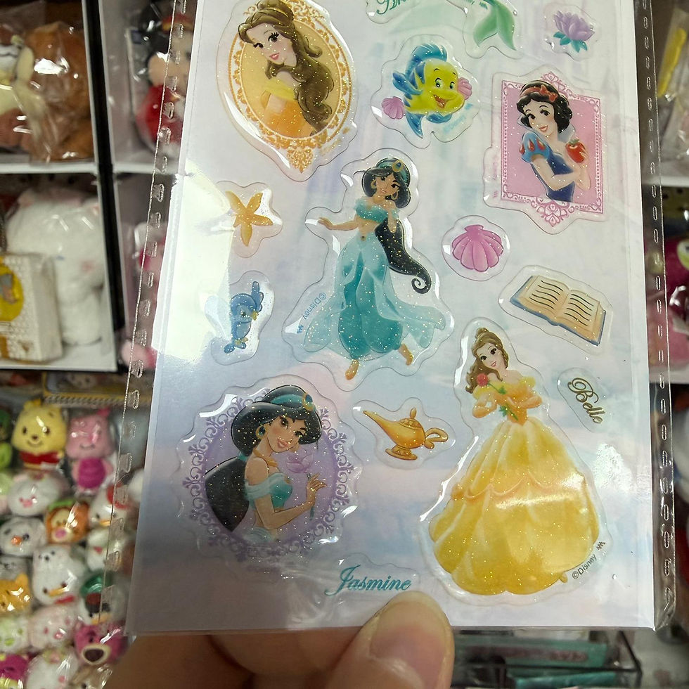 縮圖：日版 Disney Princess 公主系列 epoxy lame sticker 水晶膠 閃閃 貼紙 