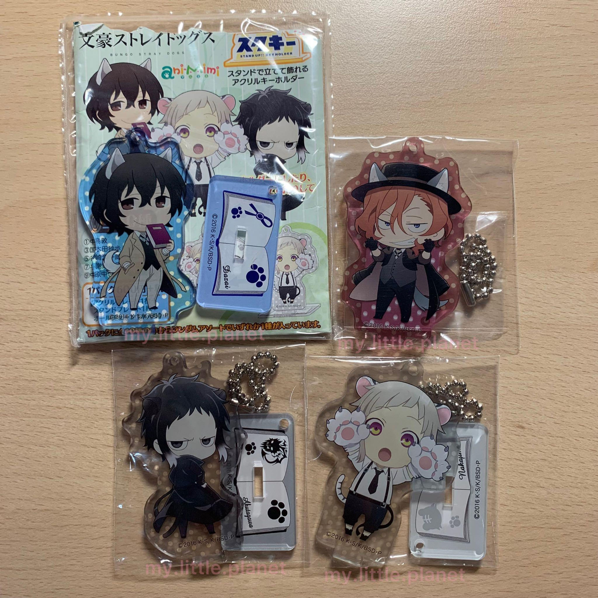 文豪野犬 太宰 中也 芥川 中島 扮貓貓造型 立牌 有鏈可作掛飾