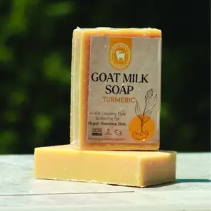 INGREDIENTS:  Organic Coconut Oil (Cocos Nucifera Oil), Organic Extra Virgin Olive oil (Olea Europaea Oil), raw goat milk, RSPO sustainable palm fruit oil (Elaeis Guineensis Oil), castor oil (Ricinus Communis oil), Turmeric essential oil (curcuma long root oil), organic shea butter (Butyrospermum Parkii), unrefined organic cocoa butter (Theobroma Cacao Seed Butter), natural Vitamin E (tocopherol). 