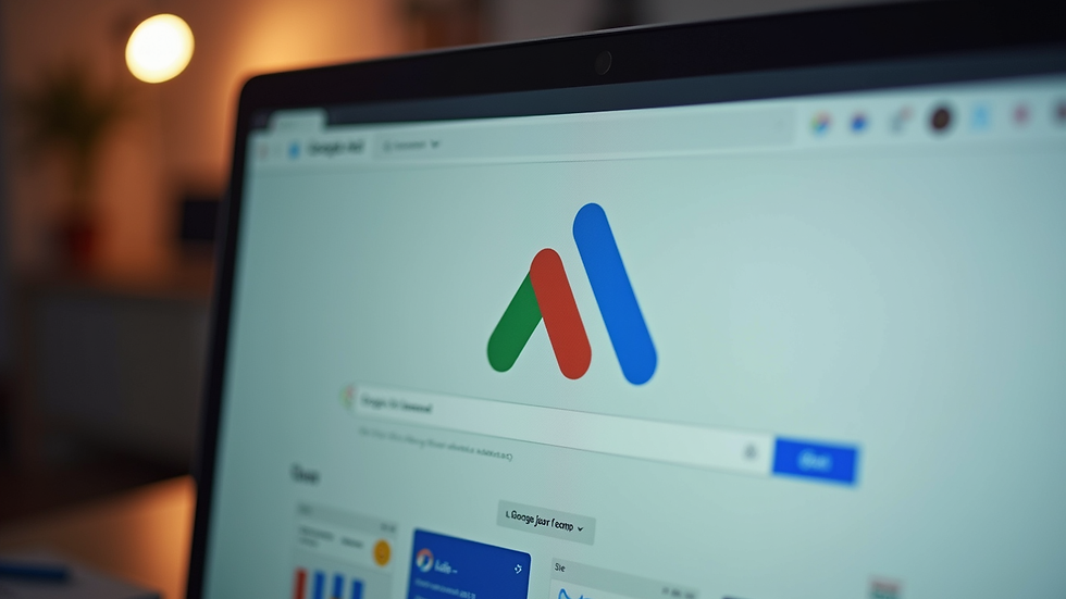 Eye-level view of a computer screen displaying Google Ads interface