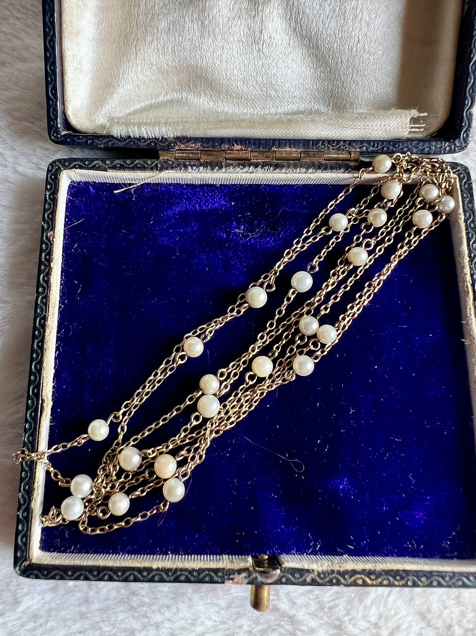 Victorian 9ct 34" Pearl Station Chain