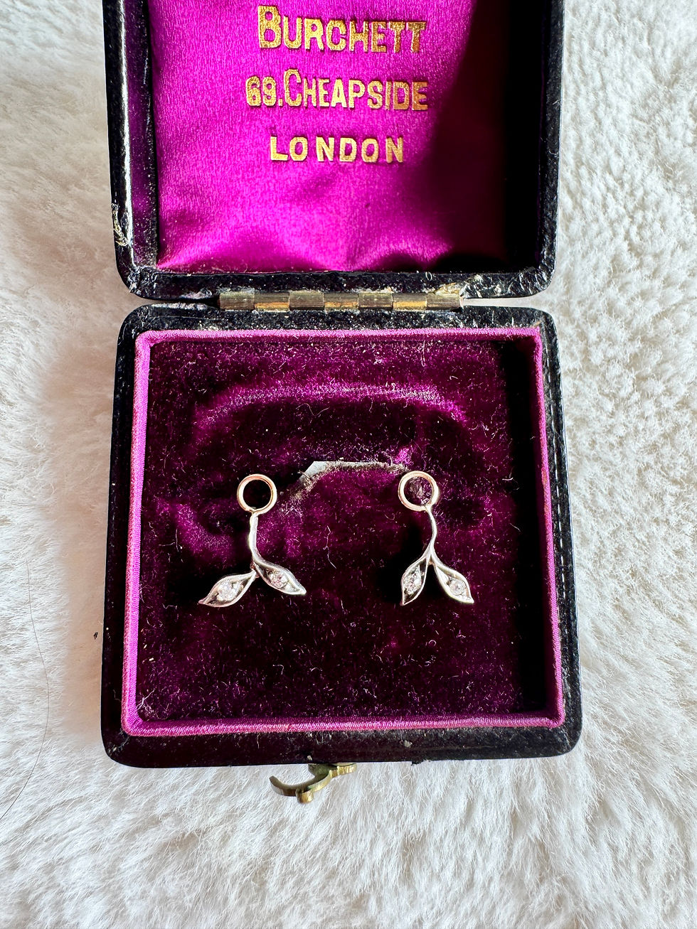 Thumbnail: Victorian 9ct Diamond Leaf Earring Charms