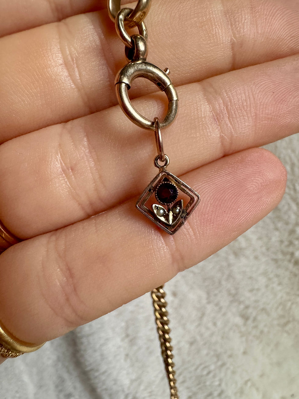 Thumbnail: Victorian 9ct Pearl and Garnet Pendant