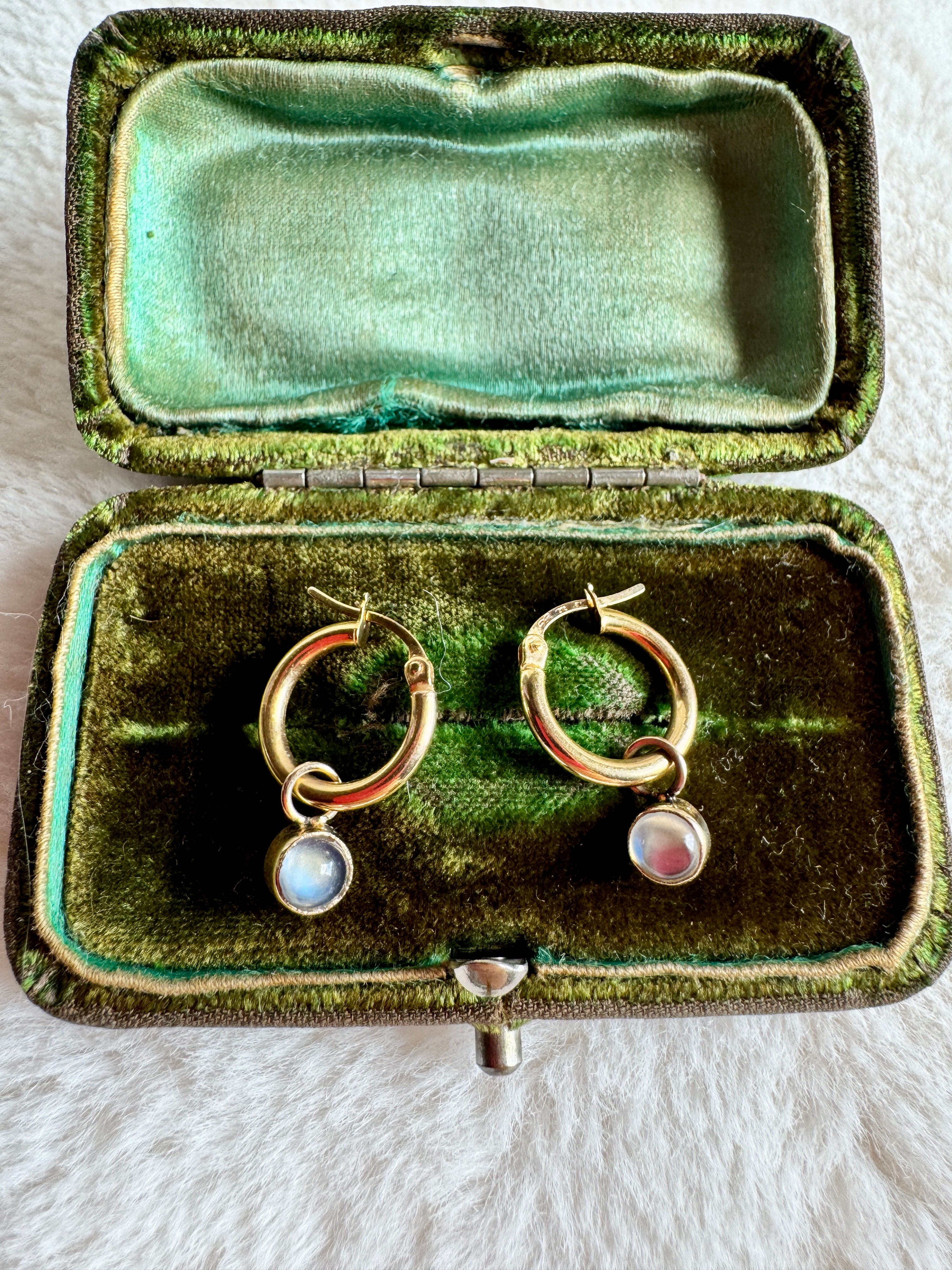 Edwardian 9ct Moonstone Earring Charms
