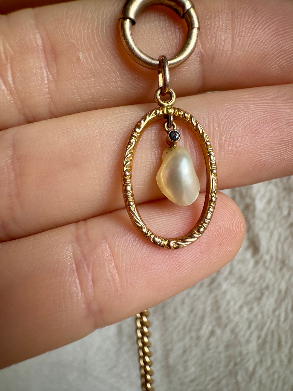Thumbnail: Victorian 9ct Sapphire and Pearl Pendant