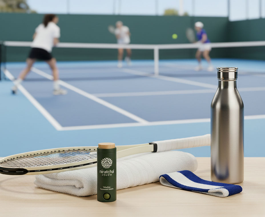 Enjoy Matcha while playing tennis