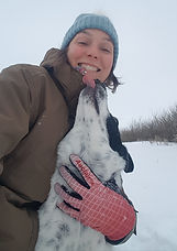 woman and her dog saskatchewan winter