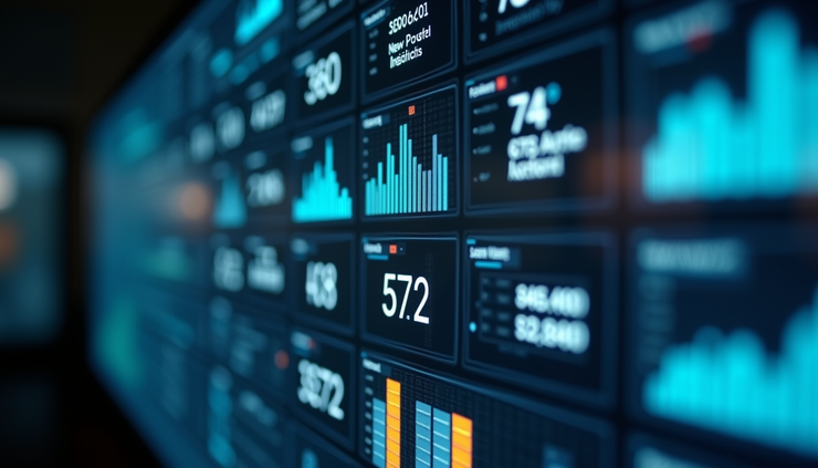 Close-up view of a digital dashboard showing token usage and database connections