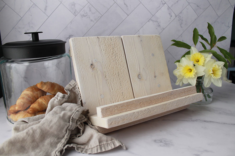 Thumbnail: Handcrafted Wooden Cookbook Stand - Holder for Tablet or Cookbooks