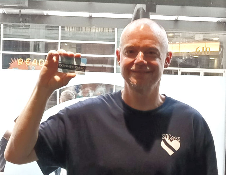 Arthur with his bus pass.