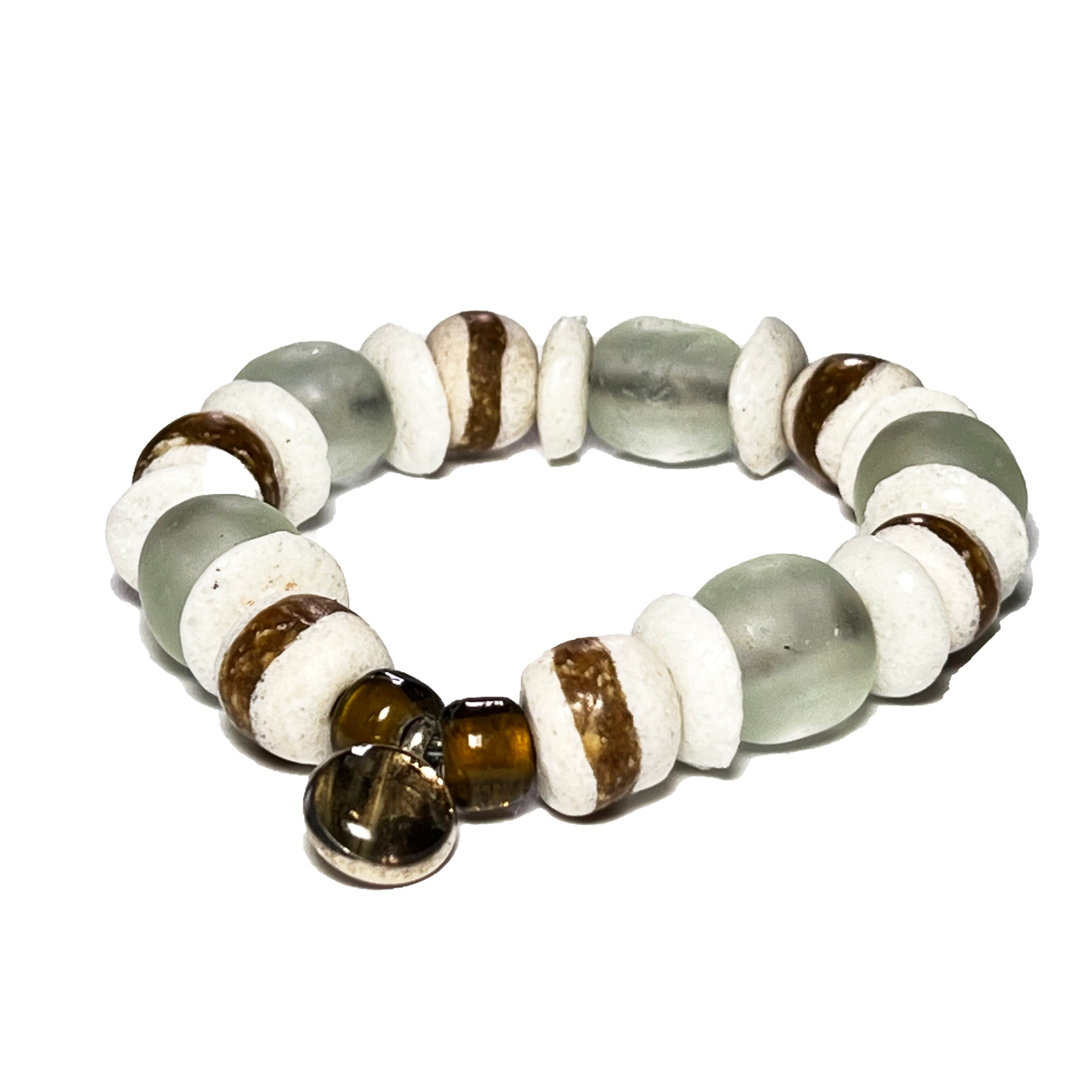 bracelet glass and stone beads 14mm
