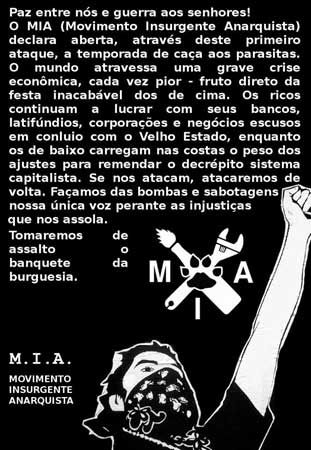 Movimento Anarquista efetua ação direta em banco e deixa recado: é só o começo!