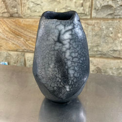 2025 28 RAKU VESSEL vWITH FOOT; wr +t_s; Naked Raku 1 step + wax