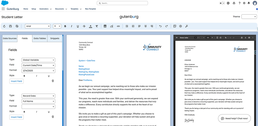 Screenshot of the Gutenburg template builder.