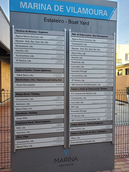 List of all service provider aat Vilamoura marina boatyard