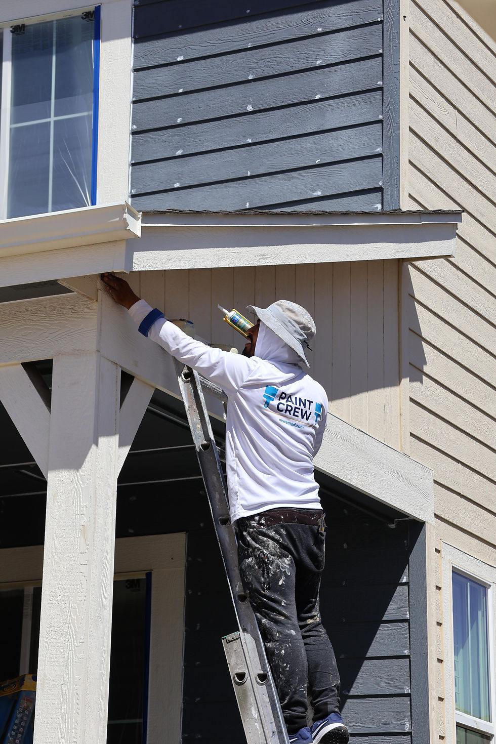 Sealing the deal! š§š¦ Our painter is applying premium caulk to protect your home from water intrusion, cracking, and peeling down the road. A proper seal means your paint lasts longerāand your home stays protected. š”āØ