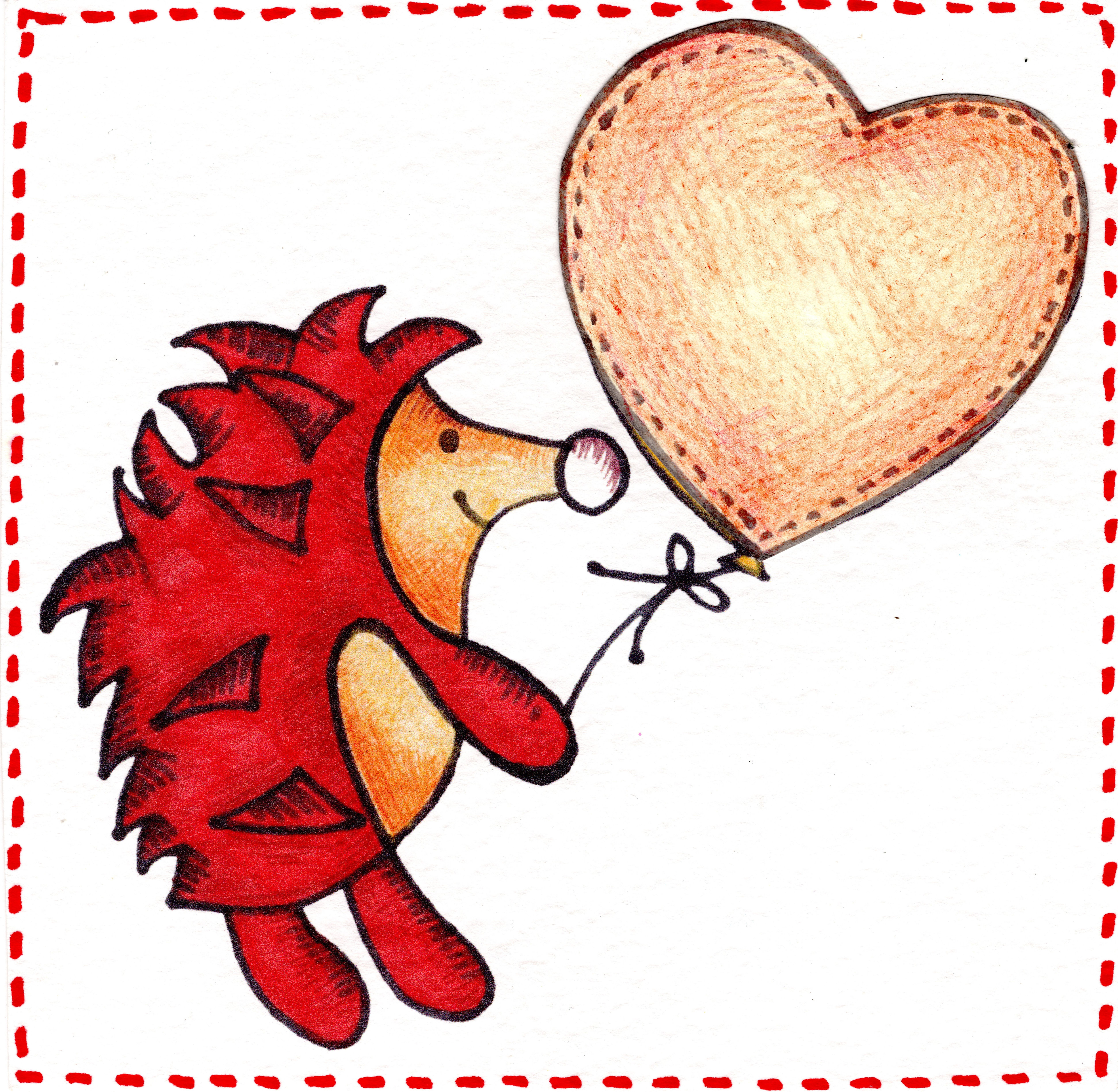 Orange  Hedgehog with Heart