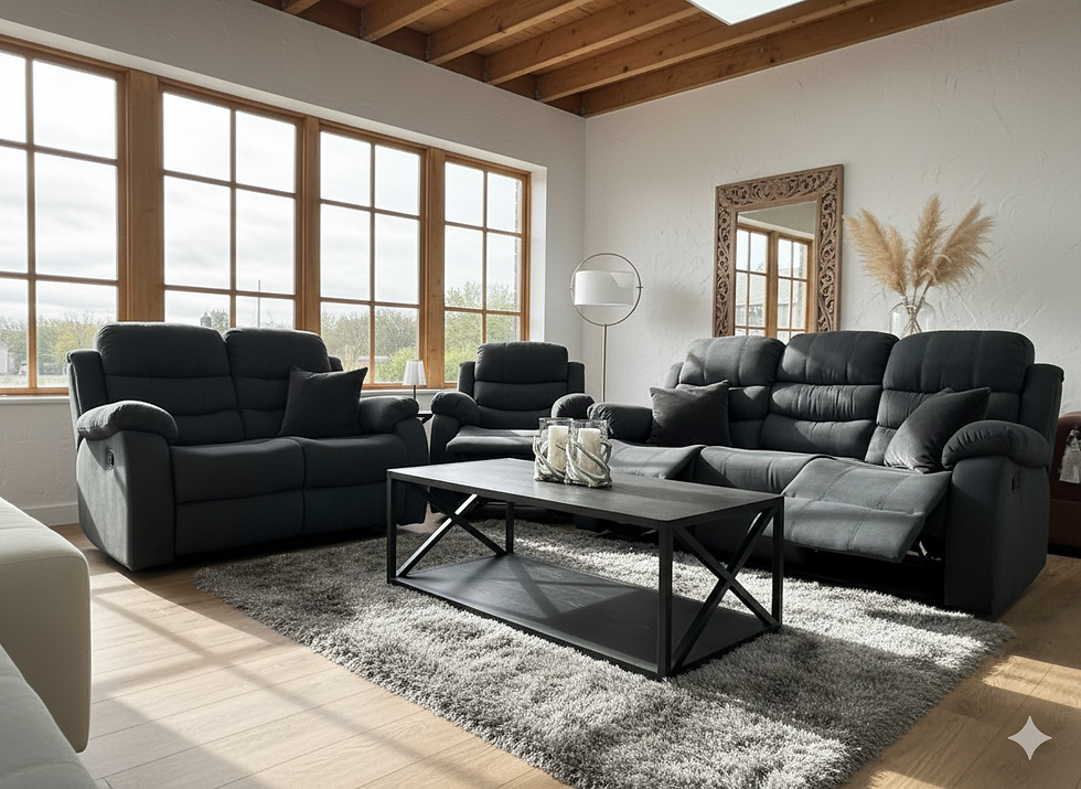 Thumbnail: Stanley Manual Recliner Sofa Black 3+2+1
