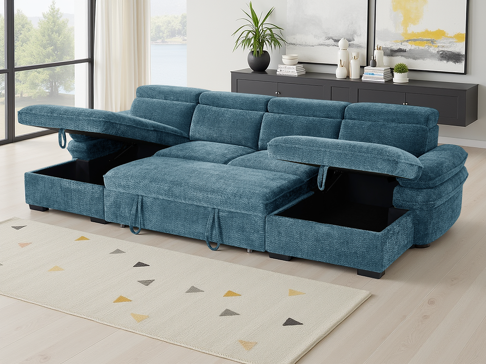 Thumbnail: Hudson Sofabed Blue U Shape Corner