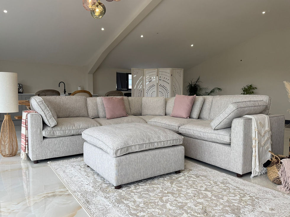 Thumbnail: Santorini Sofa Grey Large Corner with Footstool