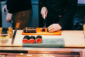 Cutting Sushi Rolls