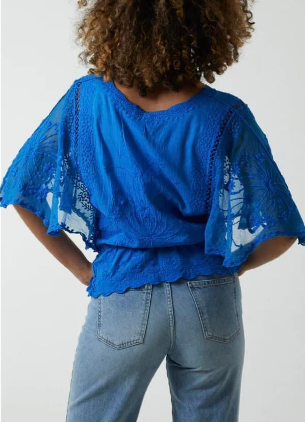 Thumbnail: Floral Lace Butterfly Sleeve Blouse